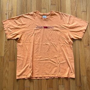 VTG Y2K Nike Peach Just Do It Embroidered T-Shirt Stitched Logo Spellout Swoosh